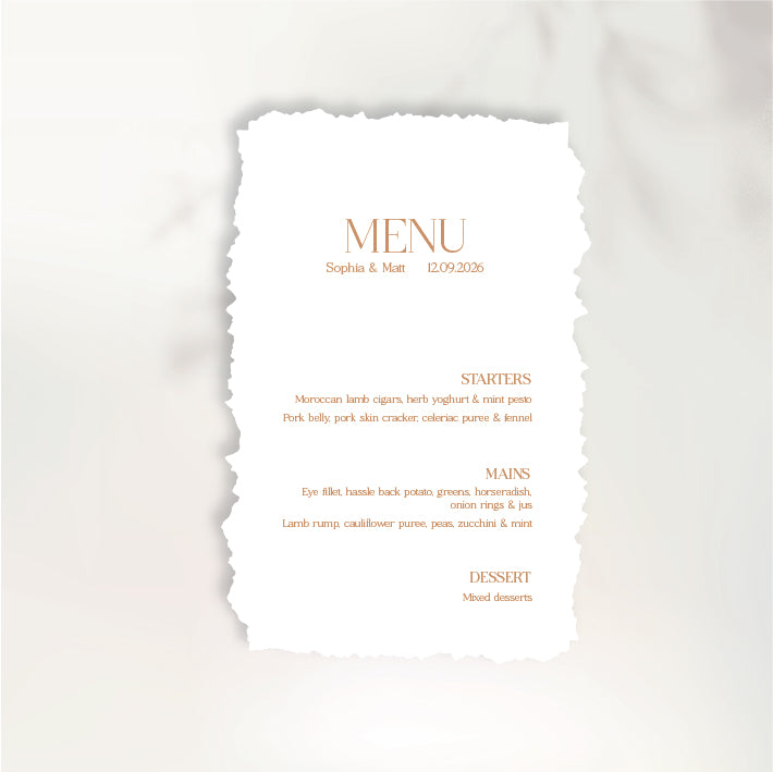 Adore You Menu