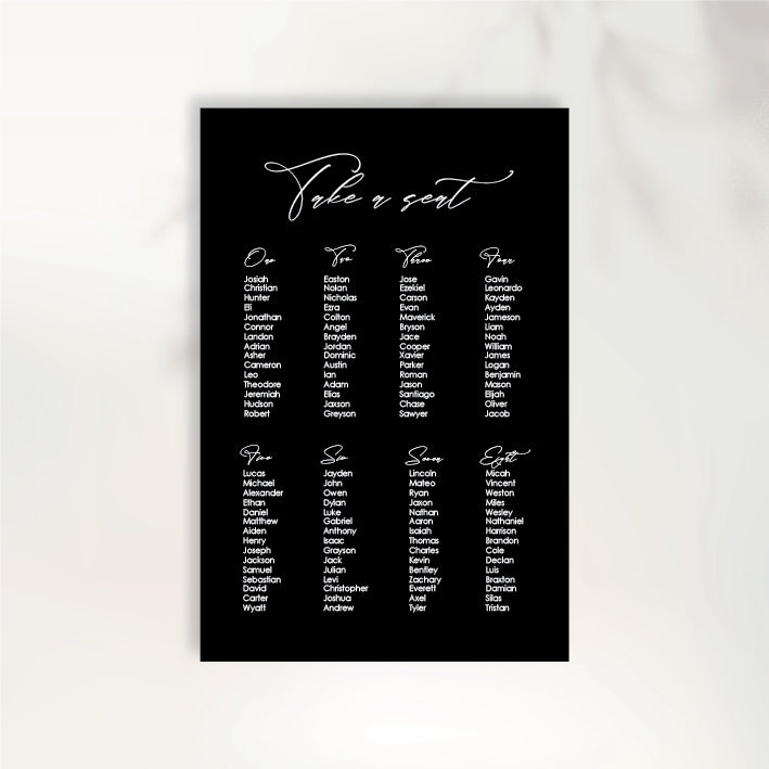 Sweetheart Seating Chart