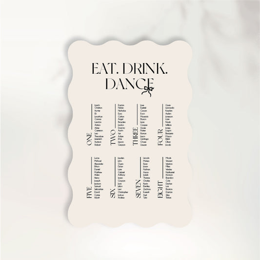 Honey Seating Chart