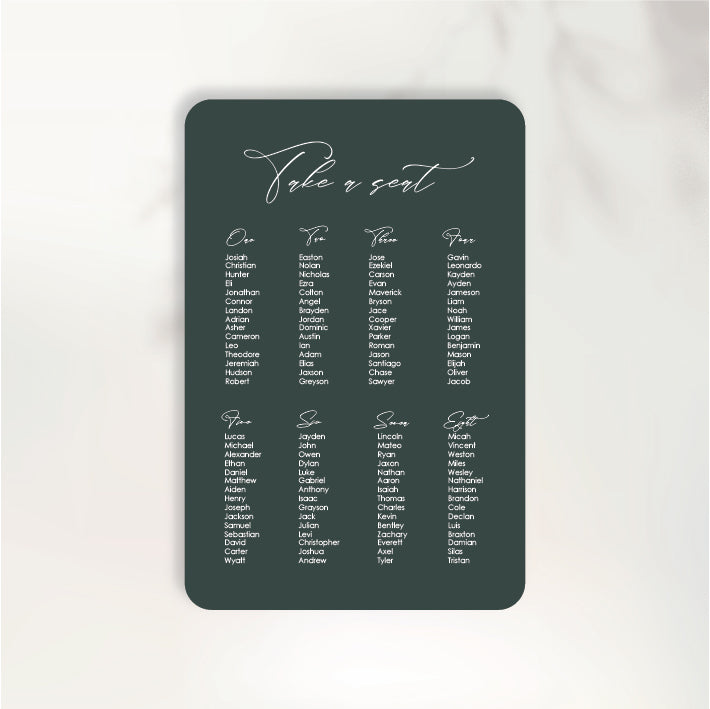 Sweetheart Seating Chart