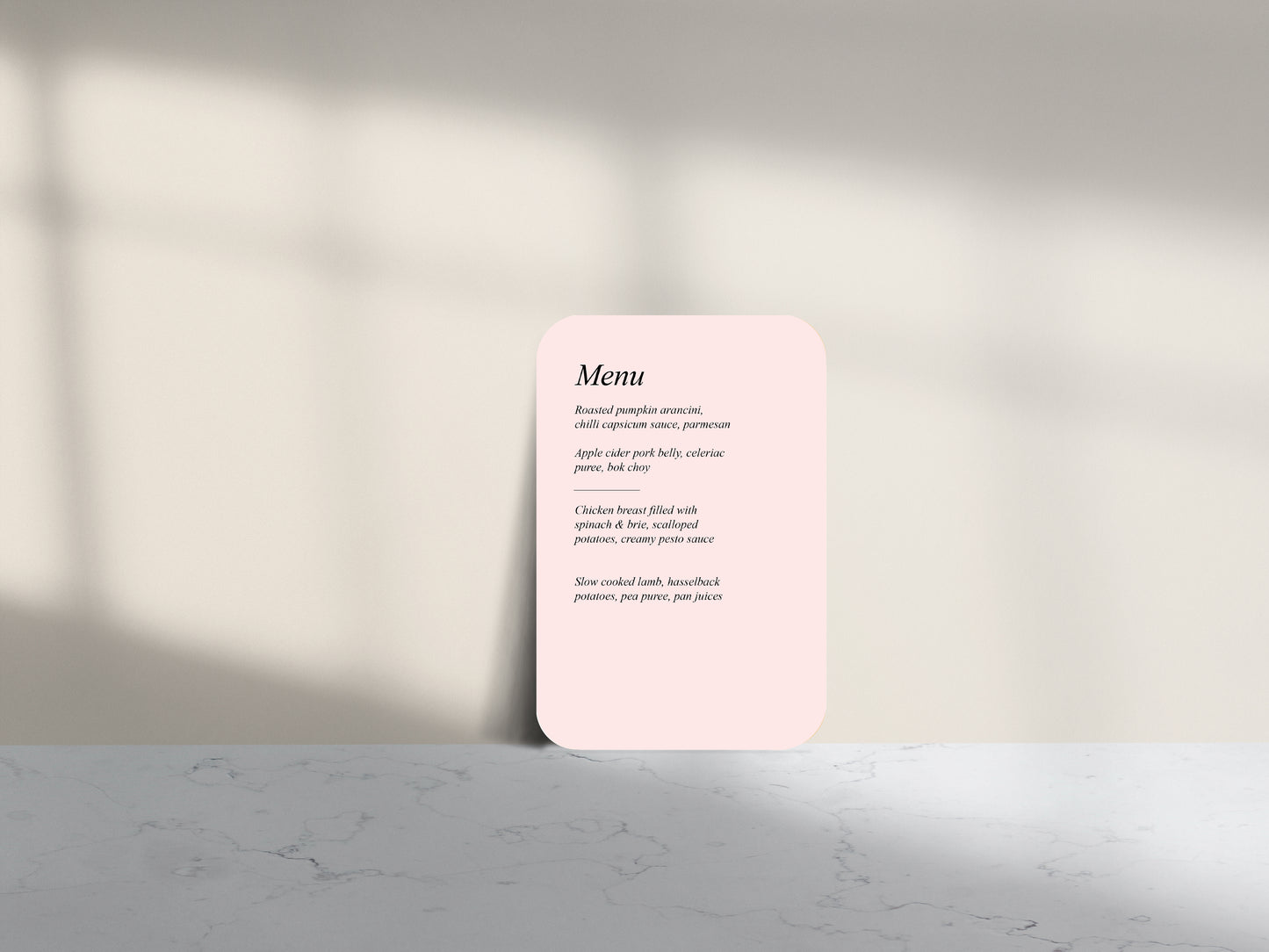 Amour Menu