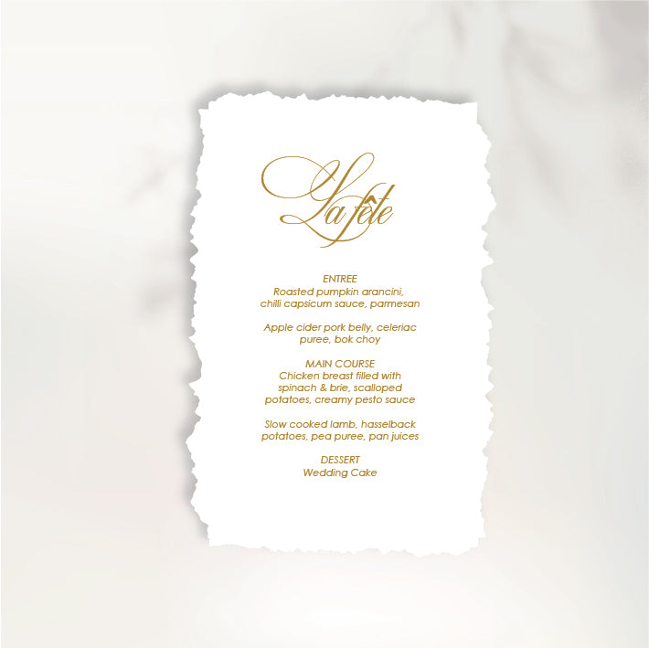 Lettre D'Amour Menu