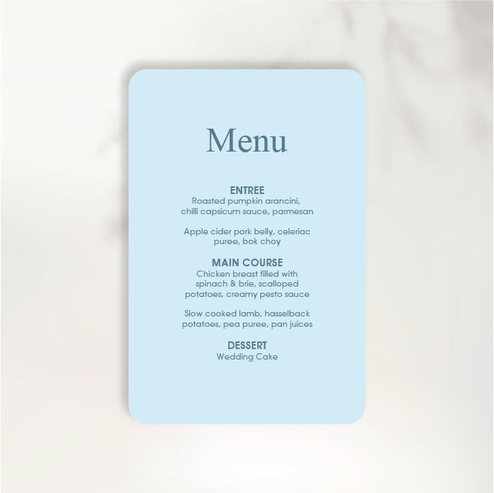 Fluttering Hearts Menu
